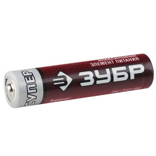 Батарейка Зубр "СУПЕР" щелочная (алкалиновая), тип AAA, 1, 5В, 2шт на карточке - фото 1 - id-p42782345