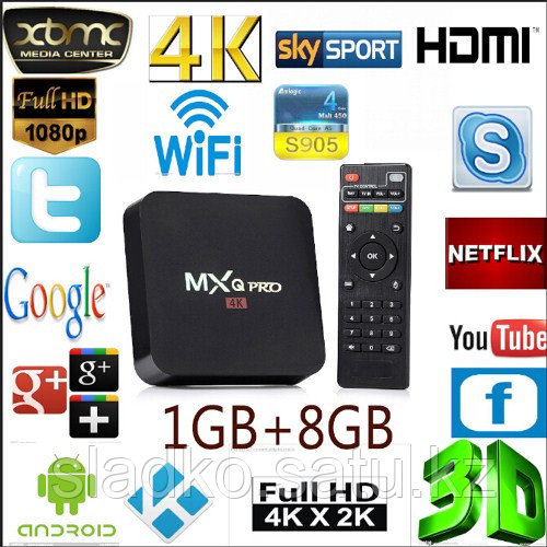 Смарт приставка Андроид MXQ-4K PRO, 4-Ядра Android TV BOX