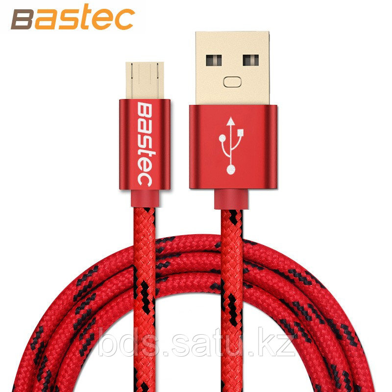 Кабель Bastec Micro USB 100см  (позолоченные разъемы, цвет  Red)