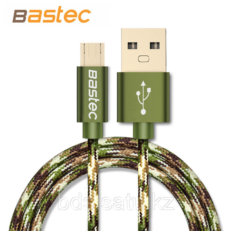 Кабель Bastec Micro USB 100см  (позолоченные разъемы, цвет Amy Green)