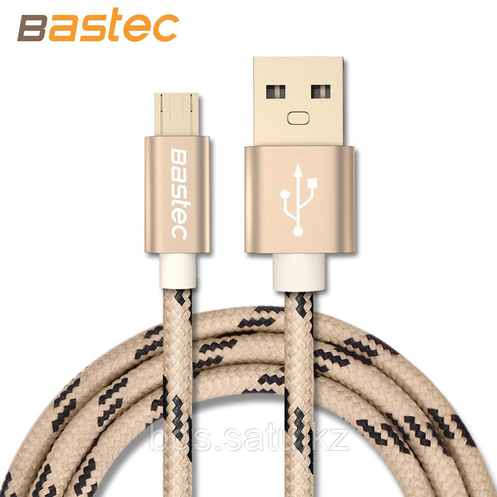 Кабель Bastec Micro USB 200см (позолоченные разъемы, цвет Gold) - фото 1 - id-p42864455