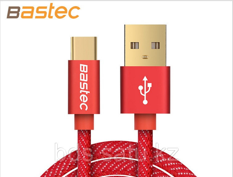 Кабель Bastec USB Type C 3.1 (100см, позолоченные разъемы, цвет Red)