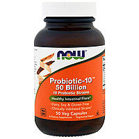 Пробиотик-1 капсулада 50 миллиард бактерияның 10 түрі, 50 дана. Now foods