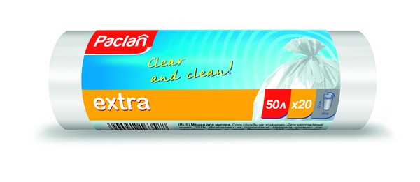 Пакеты для мусора Паклан - Paclan 50л/20шт рулон белые