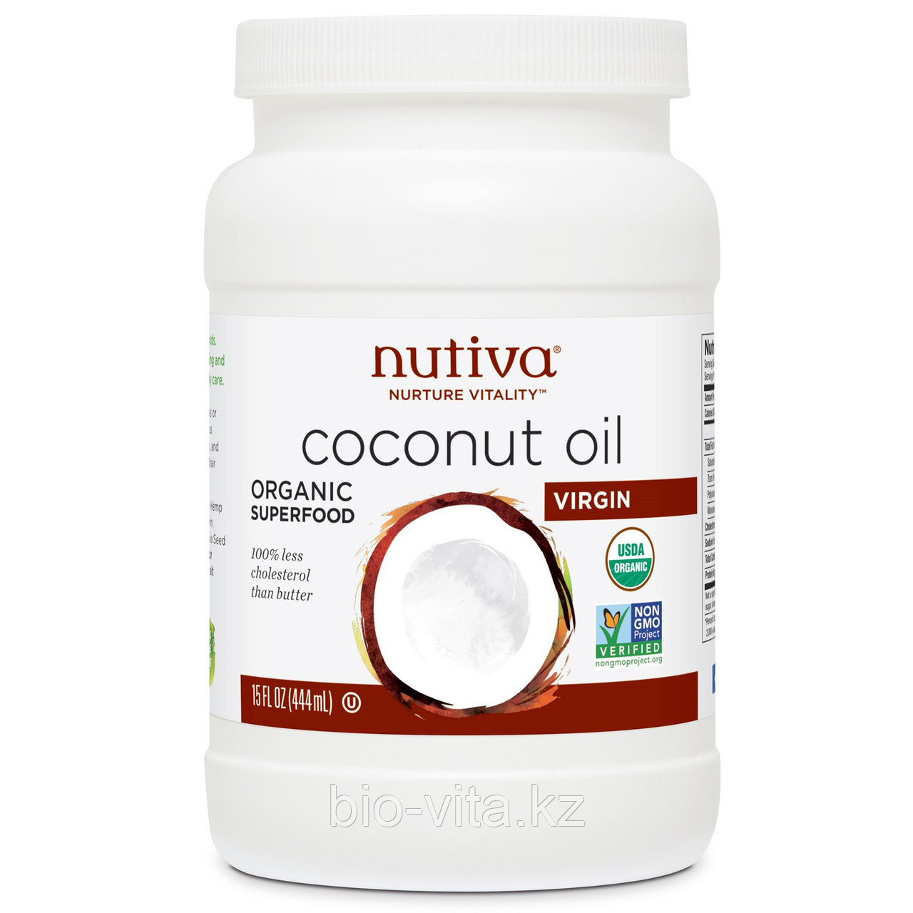Nutiva, Nutiva, Nurture Vitality, кокосовое масло, холодной выжимки, нерафинированное (444 мл).Без холестерина