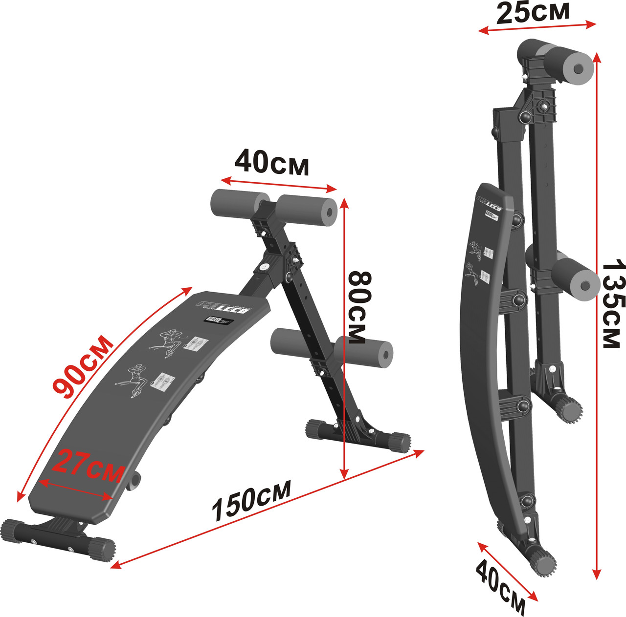 Скамья для пресса изогнутая Leco-IT Pro до 200 кг (Россия) - фото 2 - id-p36726789