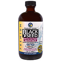 Amazing Herbs, Черный тмин, 100% чистое масло семян черного тмина холодного отжима,(236 мл)