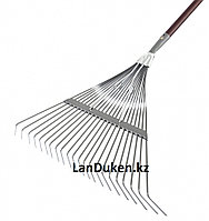 Веерные грабли с деревянным черенком стальные усилинные покрытые эпоксидом PALISAD LUXE 61790 (002)