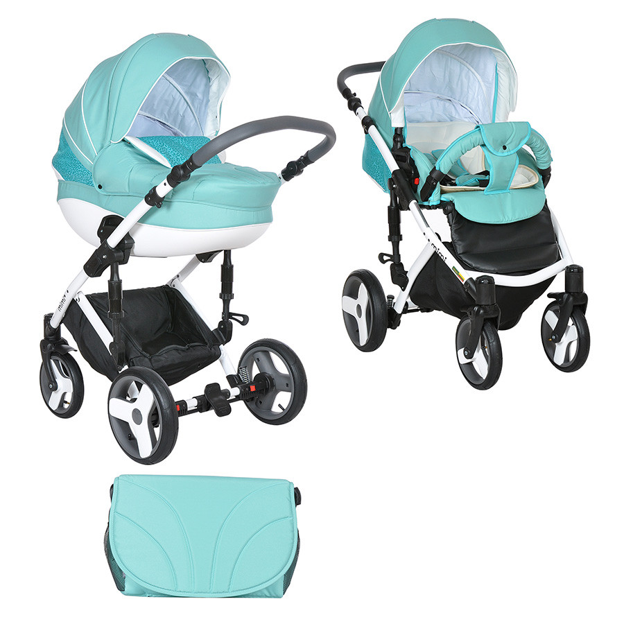 Коляска Tutis Zippy Mimi Plus Premium 2 в 1 бирюза/белый/леопард