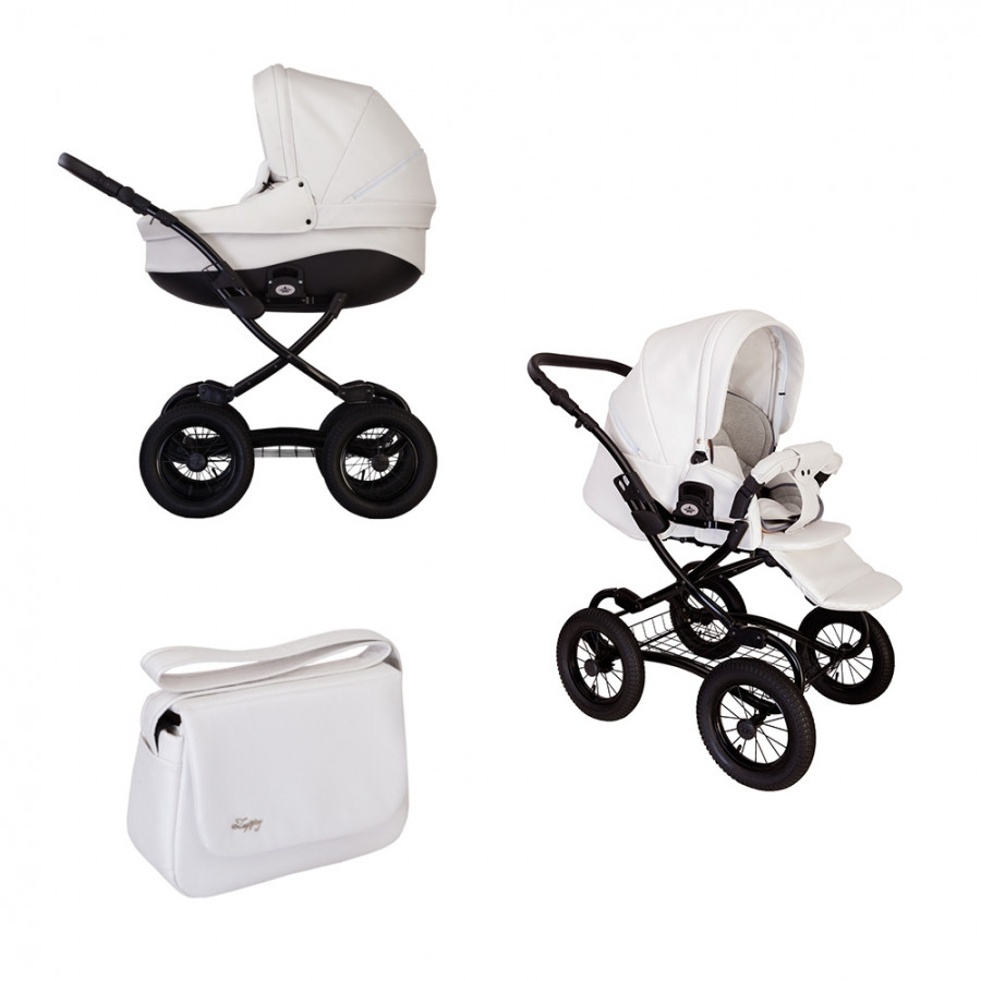 TUTIS Коляска 2 в 1 CLASSIC NEW короб+прогулка Белая кожа