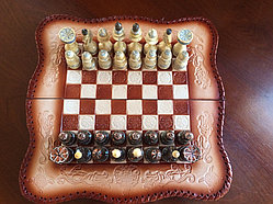 Шахматы-нарды из натуральной кожи 3 в 1