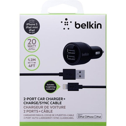 Автомобильное зарядное устройство BELKIN Dual USB Lightning, фото 2
