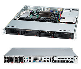 Сервер Rack 1U, 1xXeon E3-1200 v5/v6, 4xDDR4 UDIMM 2400, 4x3.5HDD, RAID 0,1,10,5, 2xGLAN, 2x400W   