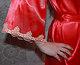Женский атласный красный халат. , фото 3