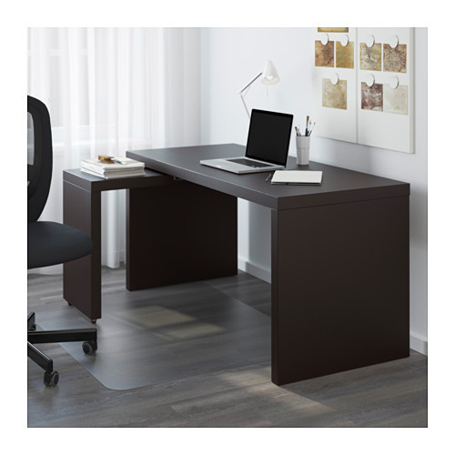 Письменный стол МАЛЬМ с выдвижной панелью черно-коричневый ИКЕА, IKEA - фото 3 - id-p43195196