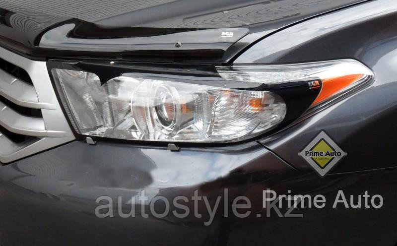 Защита фар Toyota HIGHLANDER 2011-14 (очки, в черный кантик) EGR