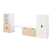 Шкафы детские СТУВА комбинация д/хранен со скамьей белый/береза ИКЕА, IKEA  