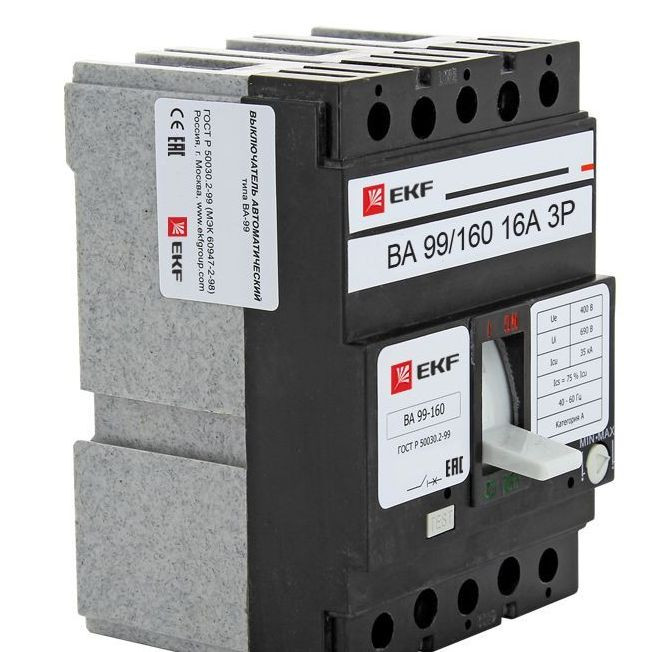Автоматический выключатель ВА-99 160/16А,25,32,40,50,63,80А 3P 35кА EKF PROxima
