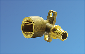 Водорозетка/Угольник для труб PE-RT комбинированная с креплением ВР д20-1/2" (2,8)