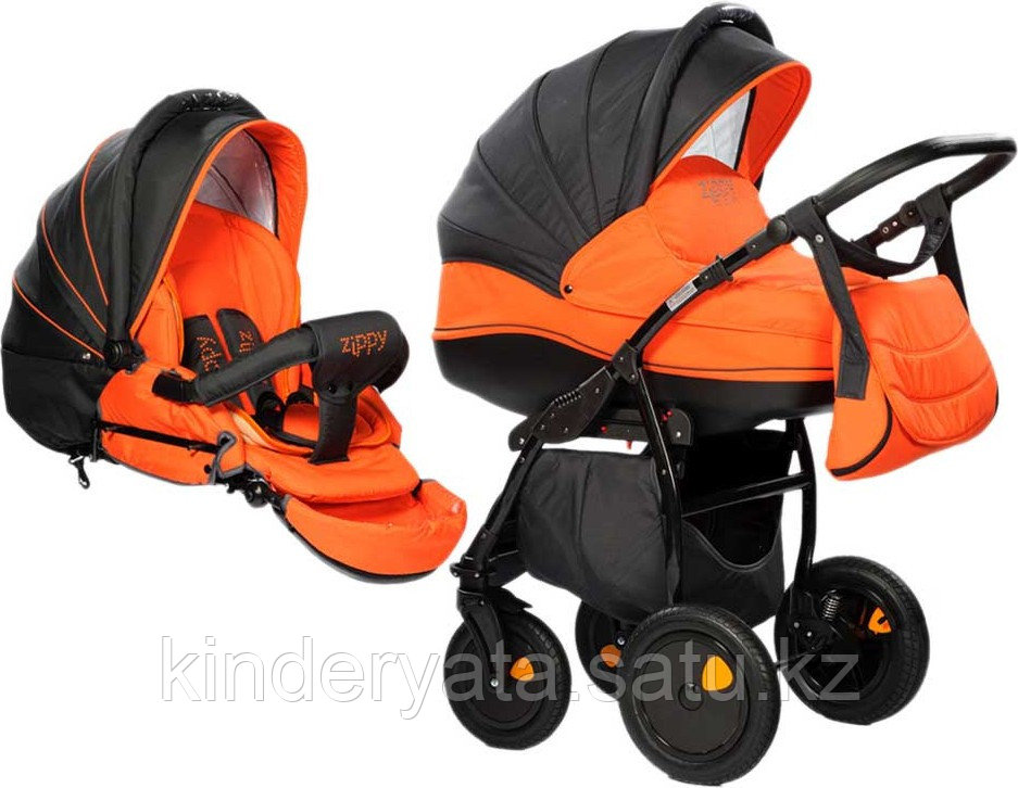 Коляска для новорожденных Tutis Zippy New 2 в 1 оранжевая и серая