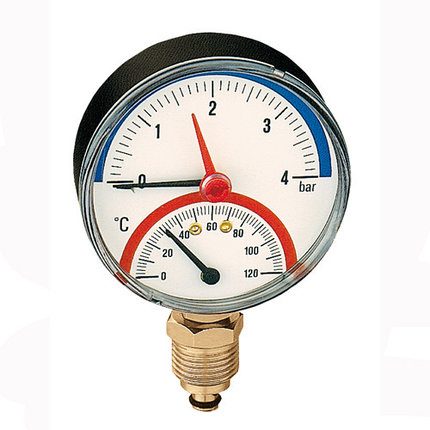 Манометр с термометром, 0-4 бар,0-120 С, фото 2