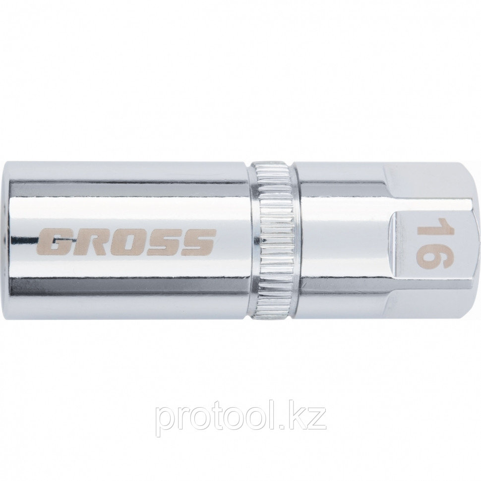 Головка торцевая свечная, магнитная,12-гранная, 16 мм, под квадрат 1/2" // GROSS