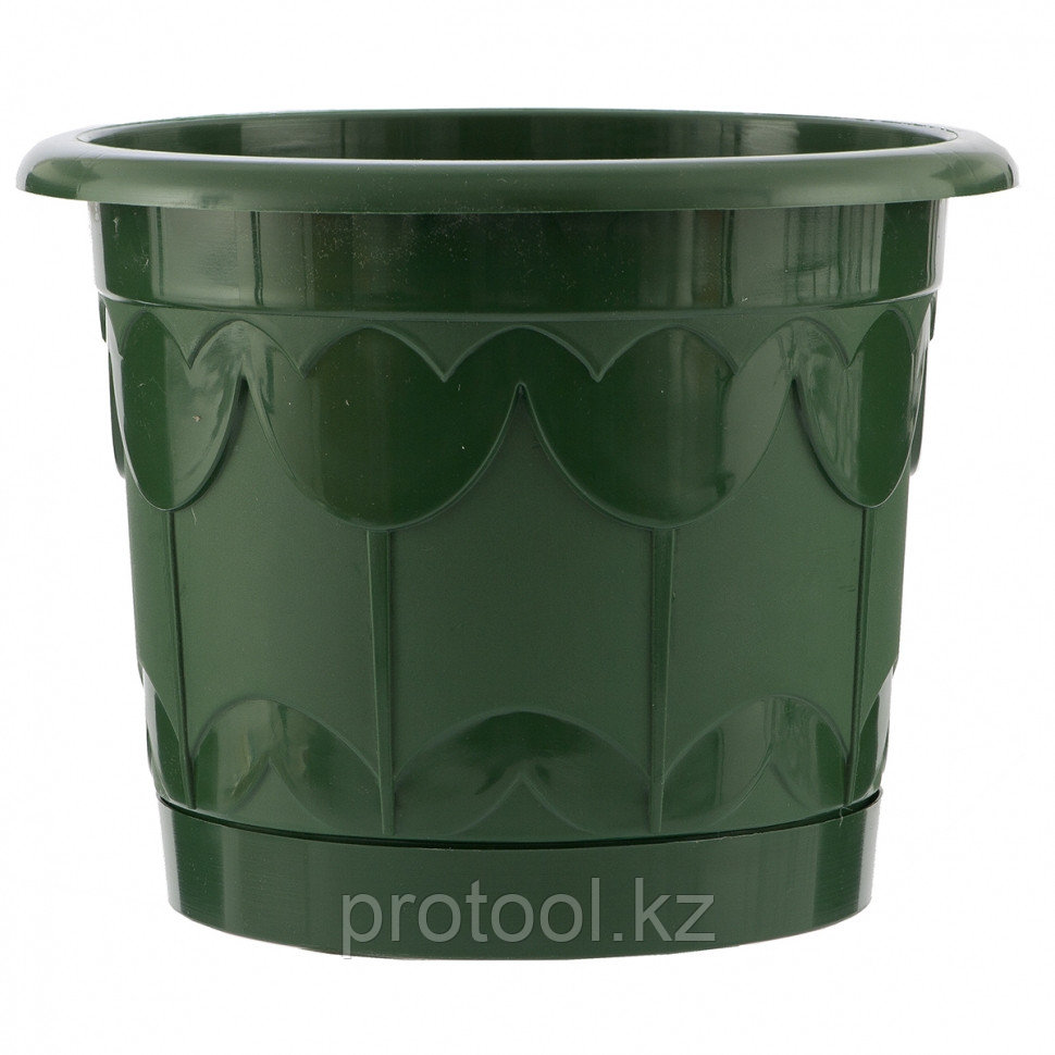 Горшок Тюльпан с поддоном, зеленый, 8,5 л // PALISAD - фото 1 - id-p43440175