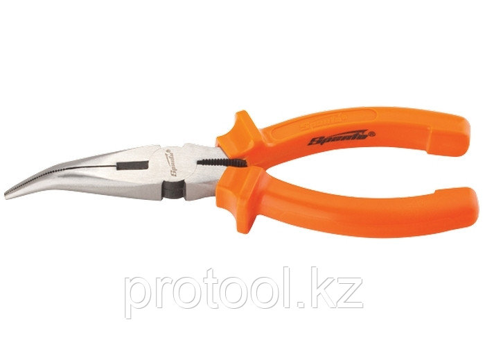 Длинногубцы изогнутые Classic, 160 мм, шлифованные, пластмассовые рукоятки// SPARTA
