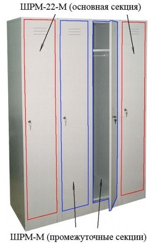 Металлический шкаф для одежды модульный - фото 3 - id-p2612991