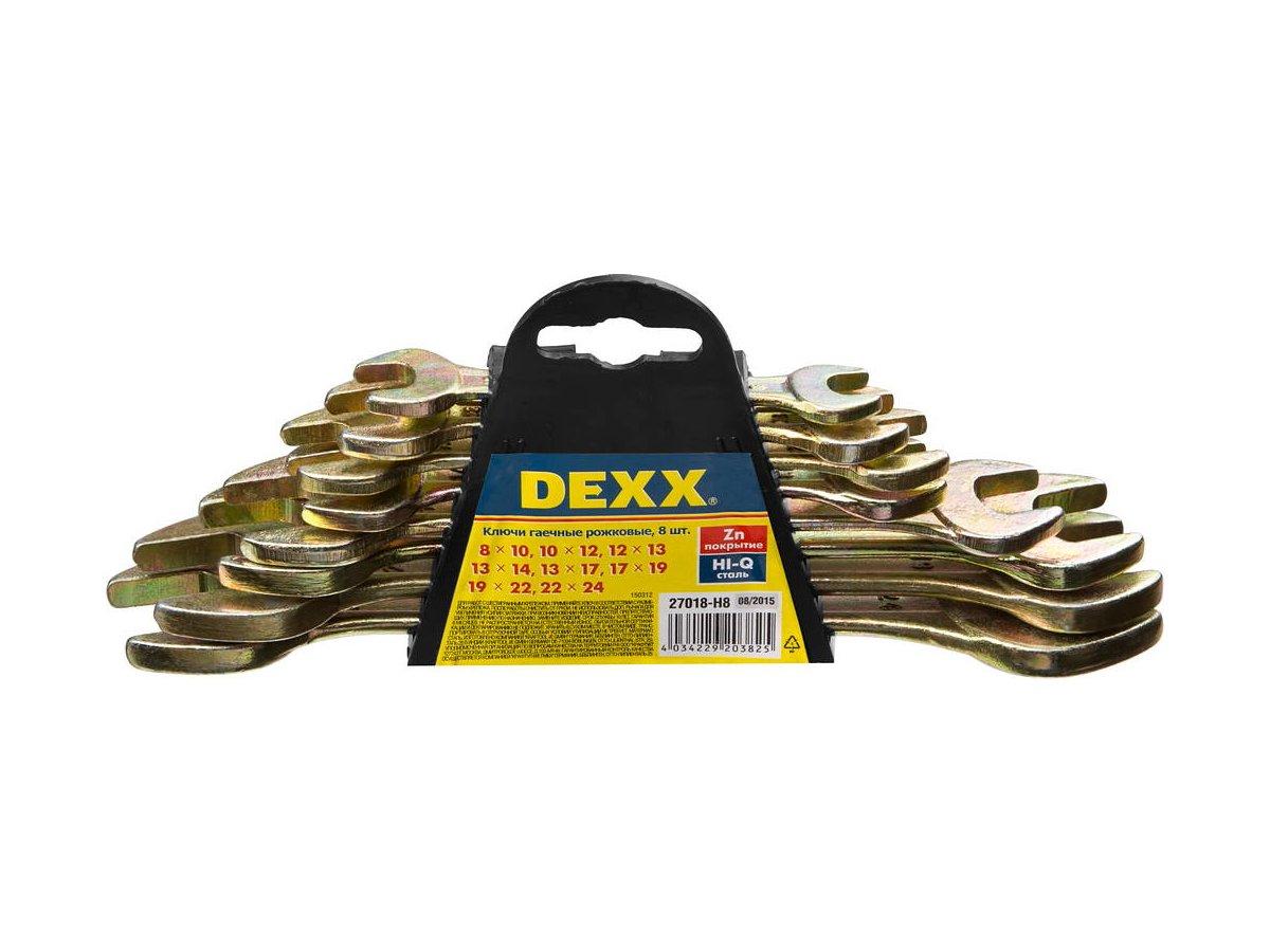 Набор DEXX: Ключи рожковые гаечные, желтый цинк, 8-24мм, 8шт - фото 2 - id-p43580409
