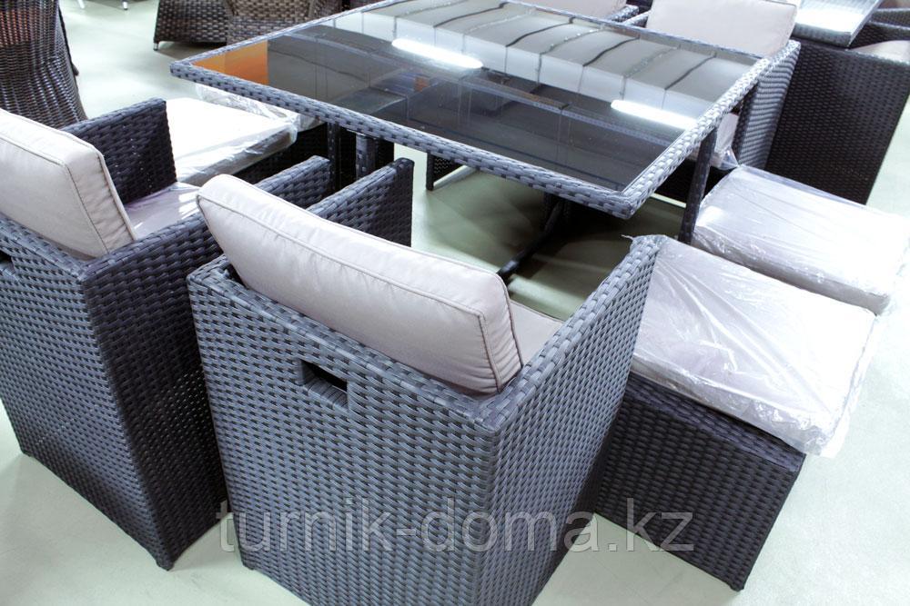 Комплект мебели из искусственного ротанга КУБ-8 (стол + 4 кресла + 4 пуфа) - фото 3 - id-p43601784