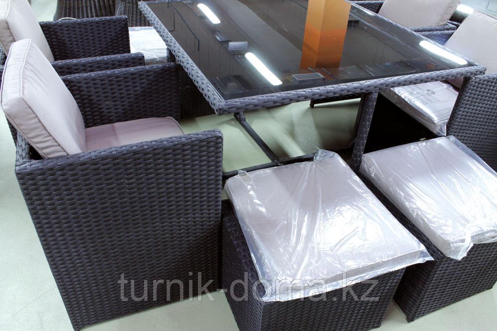 Комплект мебели из искусственного ротанга КУБ-8 (стол + 4 кресла + 4 пуфа) - фото 4 - id-p43601784