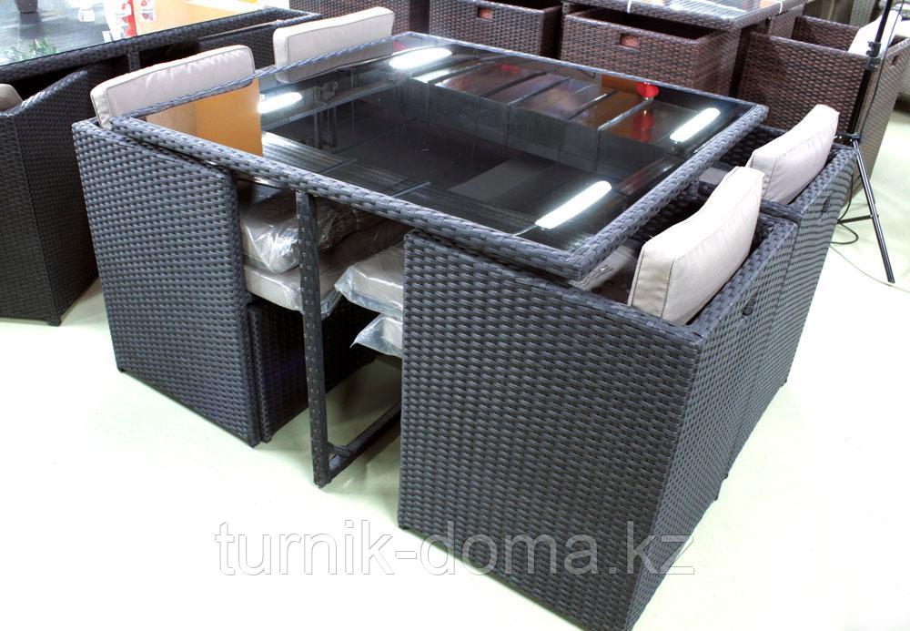 Комплект мебели из искусственного ротанга КУБ-8 (стол + 4 кресла + 4 пуфа) - фото 5 - id-p43601784