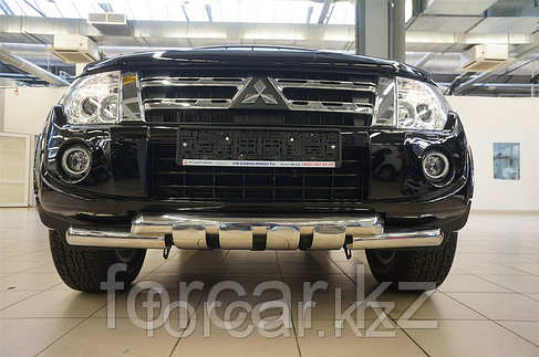 Защита переднего бампера Mitsubishi Pajero IV (2011-) (двойная Shark) d 76/76, фото 2