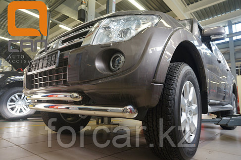 Защита переднего бампера Mitsubishi Pajero IV (2011-) (двойная) d 76/60, фото 2