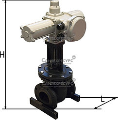 Задвижка чугунная 30ч906бр параллельная двухдисковая с выдвижным шпинделем с электроприводом