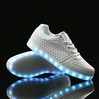 LED Кроссовки со светящейся подошвой, белые низкие, лето,  36-42, фото 1