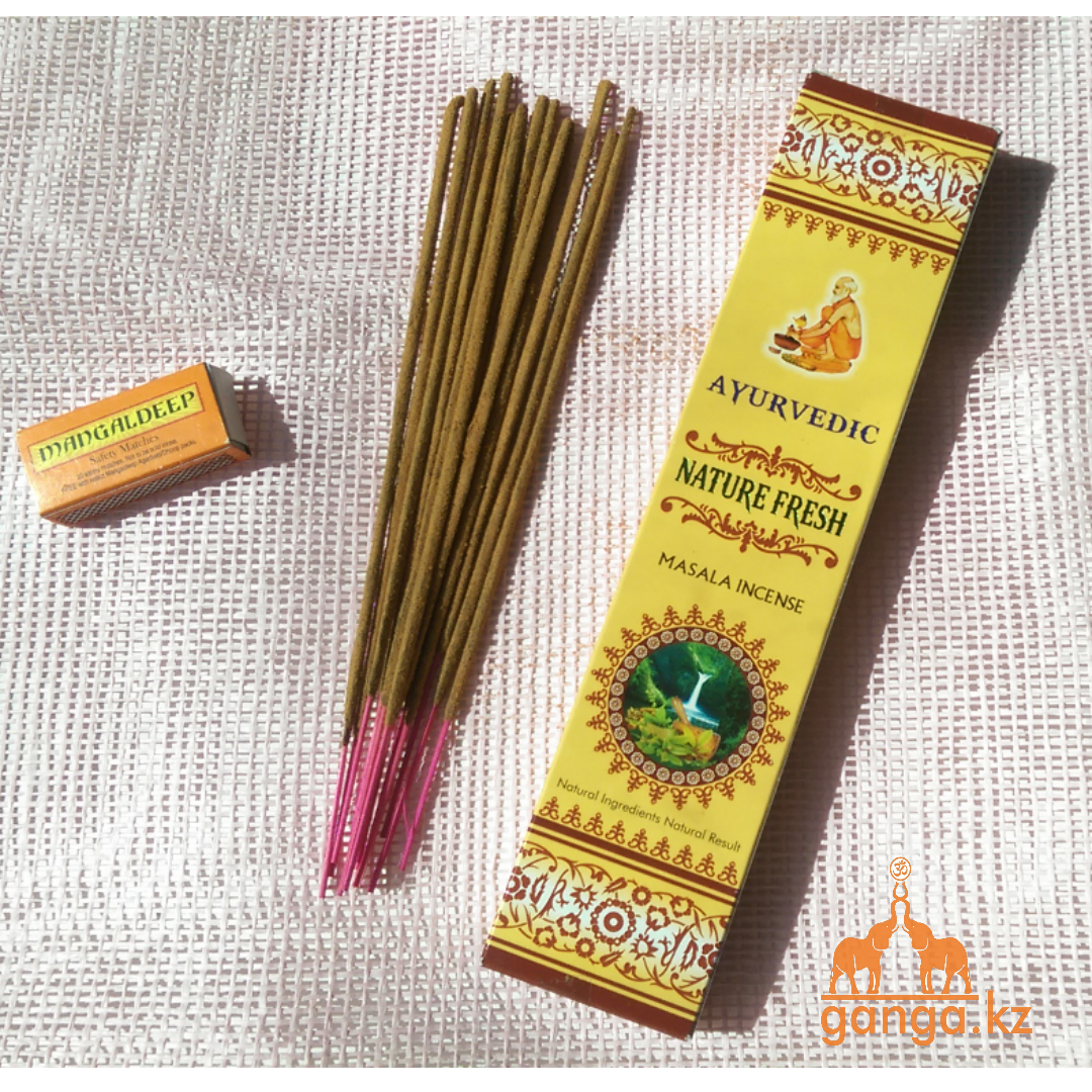 Натуральные Масала-Благовония  "Свежесть Природы" (Masala Incense “Nature Fresh” AYURVEDIC), 15 палочек