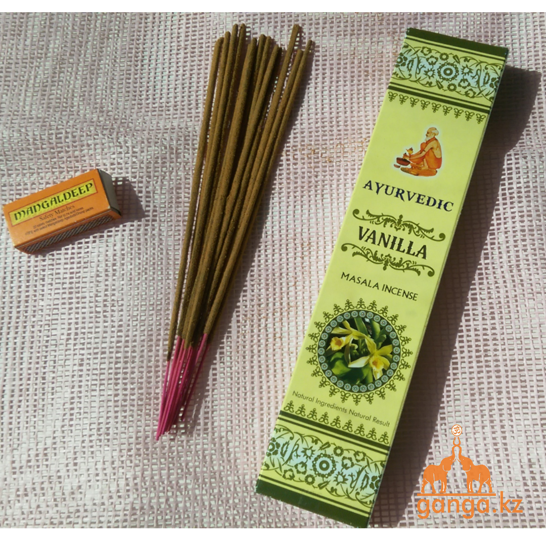 Натуральные Масала-Благовония "Ваниль" (Masala Incense “Vanilla” AYURVEDIC), 15 палочек