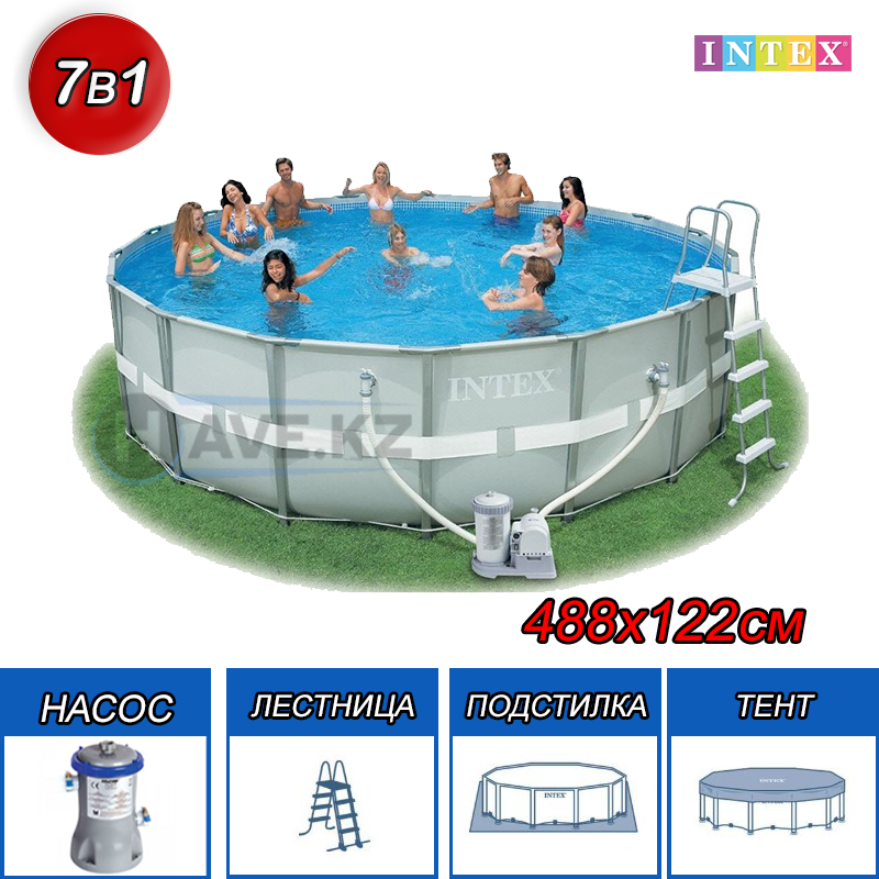 Круглый каркасный бассейн Intex 28322, Ultra Frame Pro Pool, размер 488х122 см