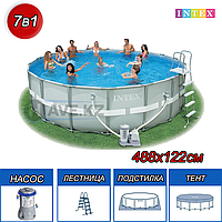 Круглый каркасный бассейн Intex 28322, Ultra Frame Pro Pool, размер 488х122 см, фото 1