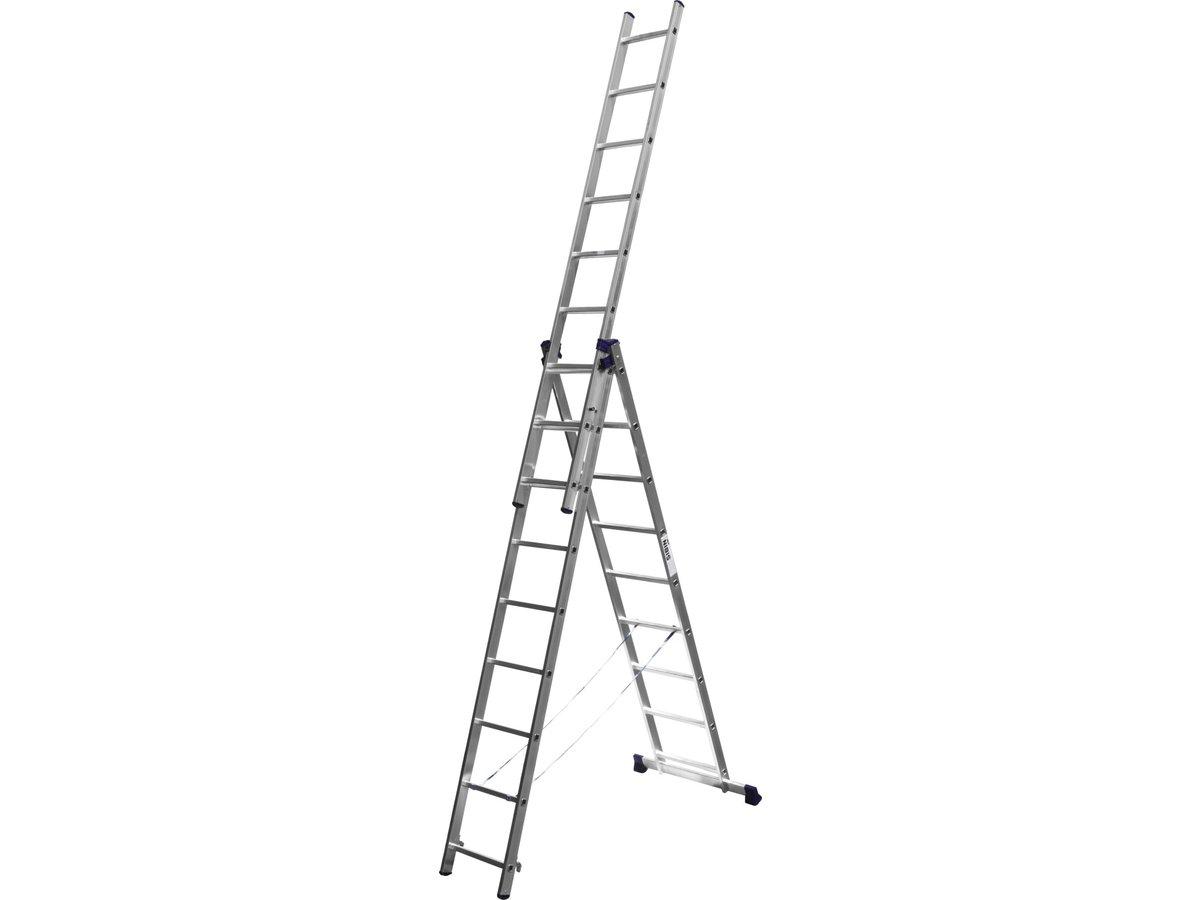 Лестница СИБИН универсальная, трехсекционная со стабилизатором, 9 ступеней (38833-09) - фото 2 - id-p43581074
