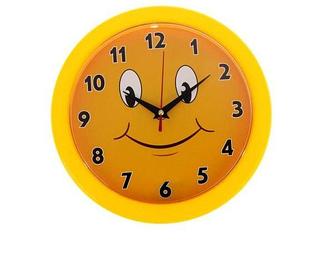 Часы настенные круглые Смайлик с цифрами циферблат 23х23 см 