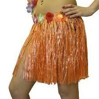Юбка гавайская оранажевая с цветами 40 см 