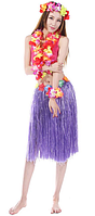 Юбка гавайская с цветами 59 см (фиолетовая)