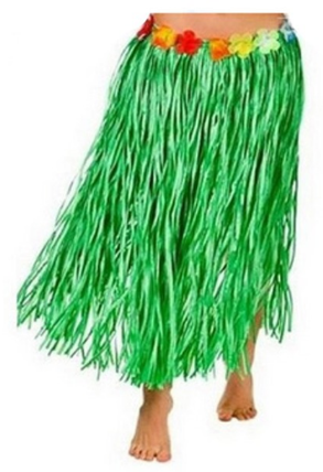 Юбка гавайская с цветами 59 см (зеленая)