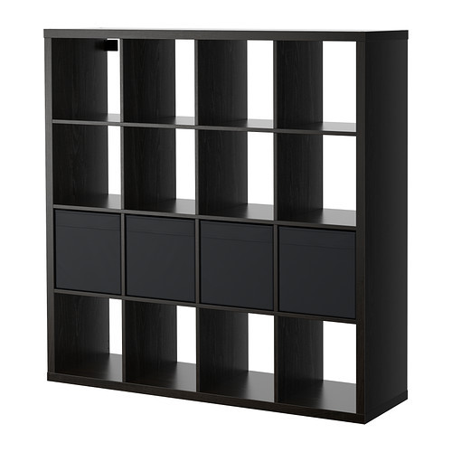 Стеллаж с 4 вставками КАЛЛАКС черно-коричневый ИКЕА, IKEA