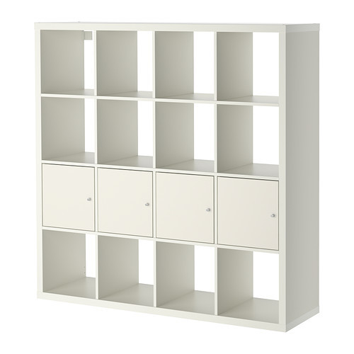 Стеллаж 4 вставки с дверцами КАЛЛАКС белый ИКЕА, IKEA