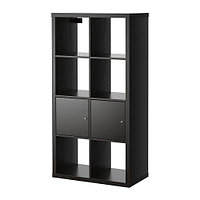 Стеллаж с дверцами КАЛЛАКС черно-коричневый ИКЕА, IKEA, фото 1