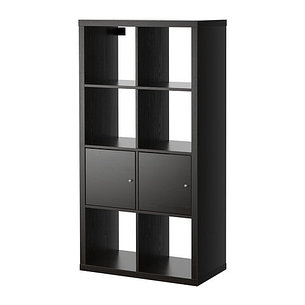 Стеллаж с дверцами КАЛЛАКС черно-коричневый ИКЕА, IKEA, фото 2